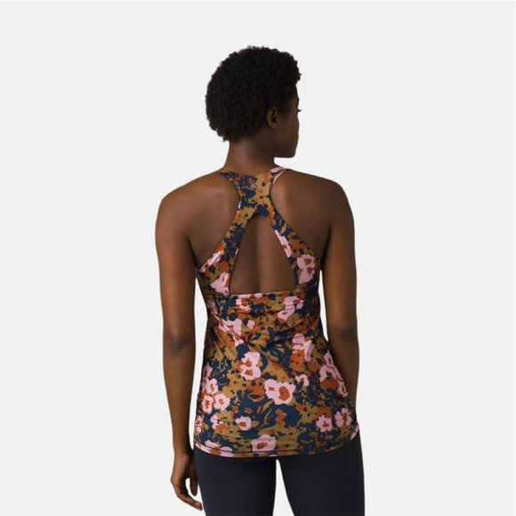 Prana Locano Bra Tank Top Swim Top Pink Floral S - Picture 3 of 9